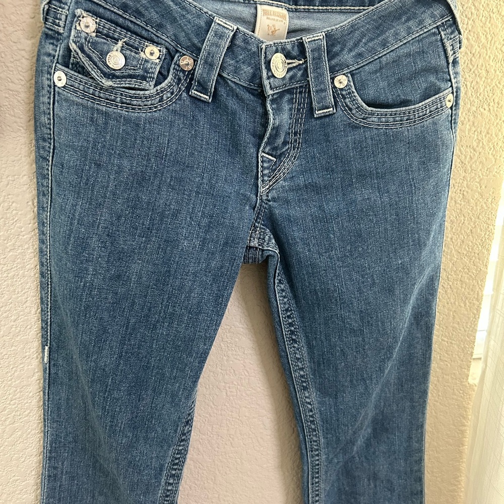 True Religion Women's Classic Blue Straight Leg Jeans